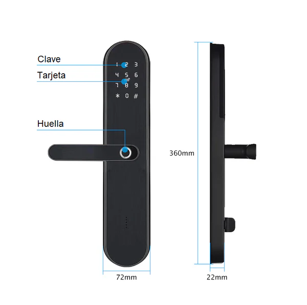 Cerradura Inteligente H50 | Wifi | Huella, Clave, Tarjeta y App Tuya - Image 2