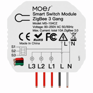 Módulo Interruptor Inteligente Zigbee + Bluetooth MOES de 3/4 Canales