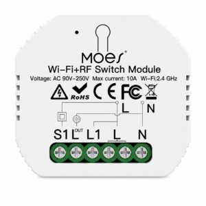 Módulo Interruptor Inteligente WiFi + RF 433 MHz MOES de 1 Canal