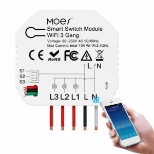 Módulo Interruptor Inteligente WiFi + Bluetooth MOES de 3/4 Canales